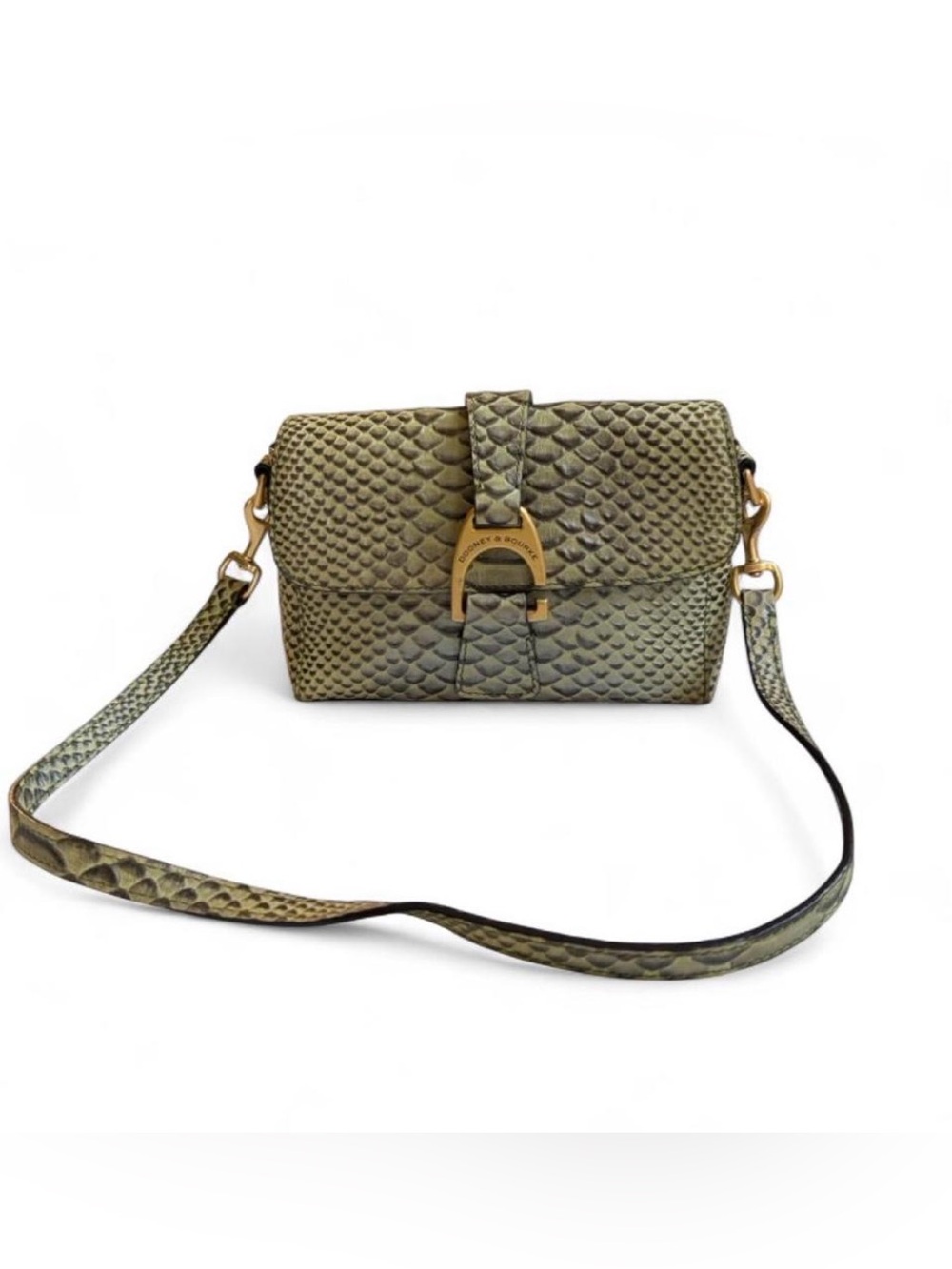 Dooney & Bourke Olive Green snakeskin Textured shoulderbag with Gold Hardware